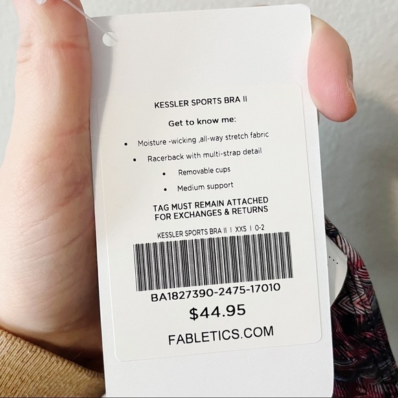 Fabletics NWT Kessler Medium Impact Sports Bra Catania/Dark Rose Print Size XXS - Picture 9 of 10